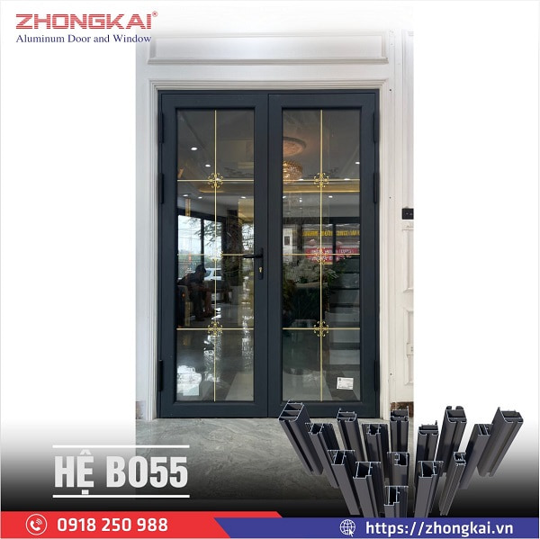 Cửa dùng nhôm hệ 55 vát cạnh cho ngôi nhà hiện đại