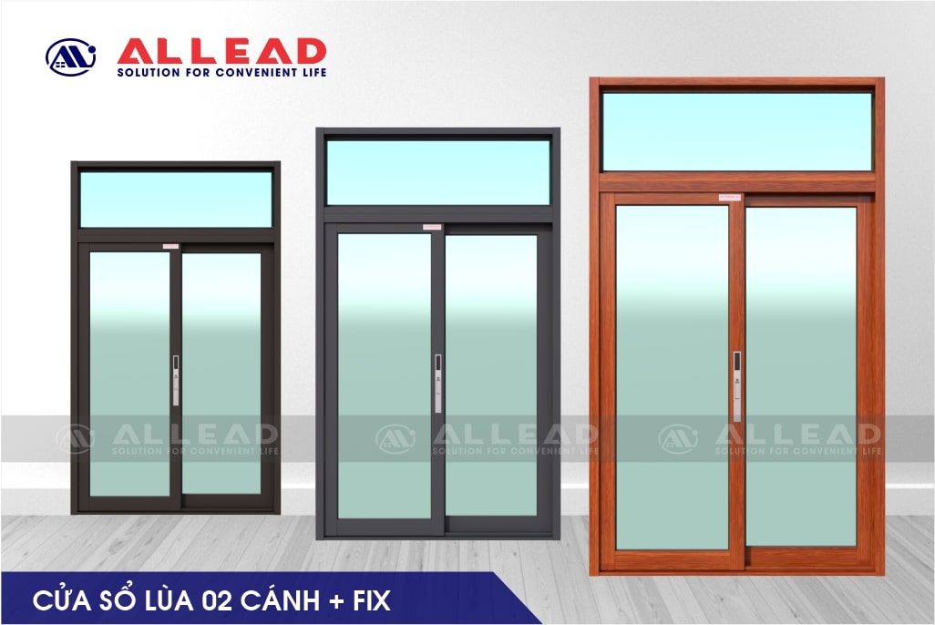 cửa sổ lùa 2 cánh o fix hệ ag55