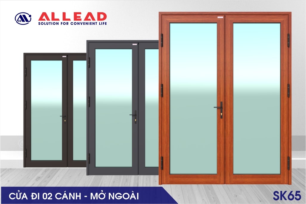 cửa đi 2 cánh mở ngoài hệ sk65